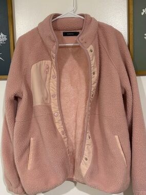 Zesica Dusty Rose Teddy Jacket - Plush Sherpa Coat
